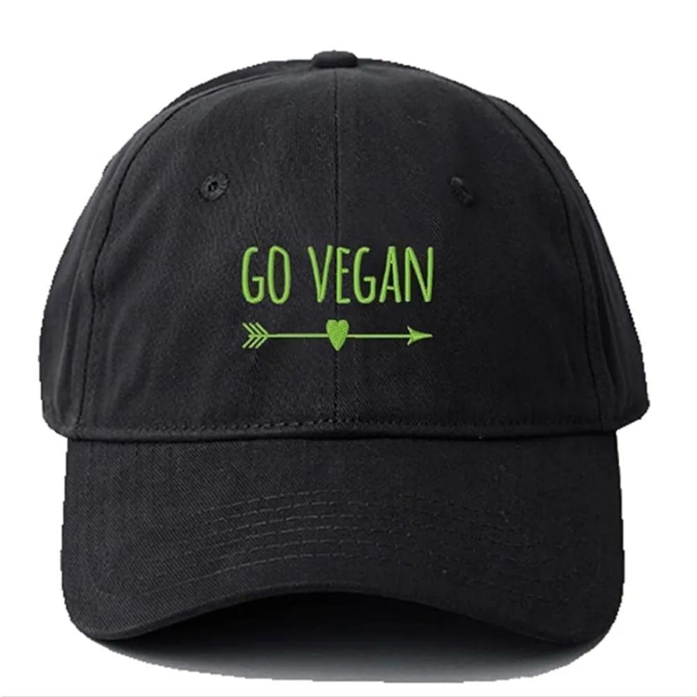 Baseball Cap Go Vegan Embroidery Hat Embroidered Hats Cotton Caps Unisex